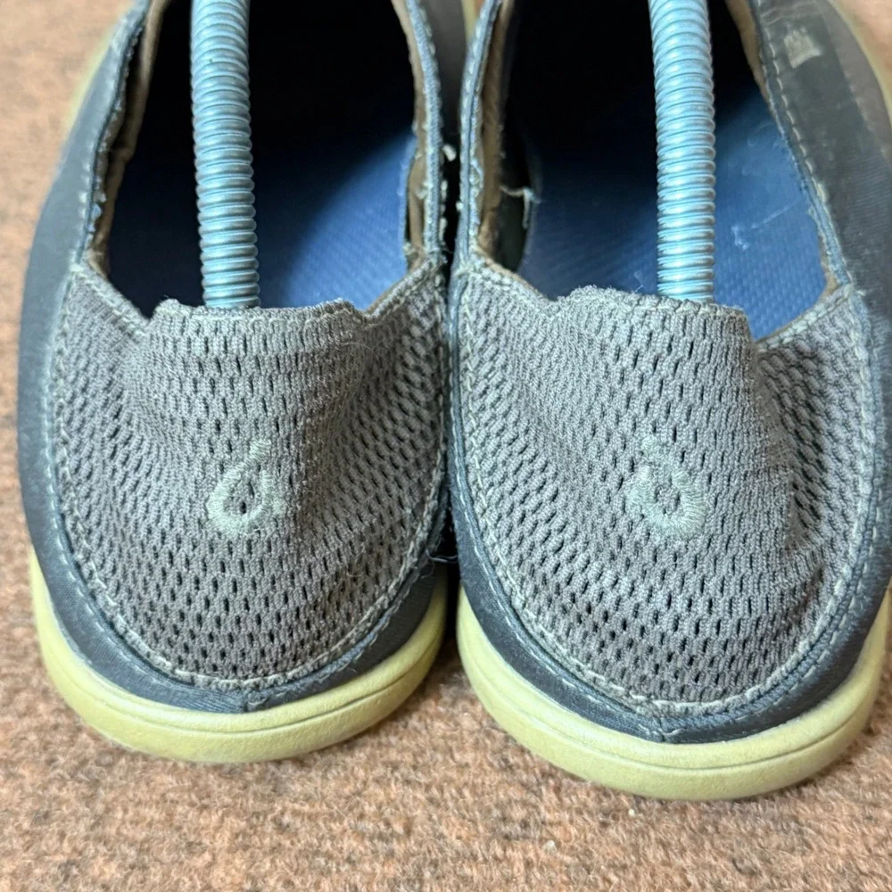 OluKai Nohea Moku Mens 10 Gray Mesh Water Ready Boat Shoes Sneakers Drop-In Heel